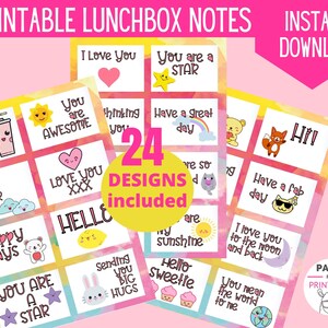 Biglietti Lunch Box STAMPABILI / Note per il pranzo di ritorno a scuola per bambini / DOWNLOAD DIGITALE / Cartoline di lode di fiducia / Note di positività