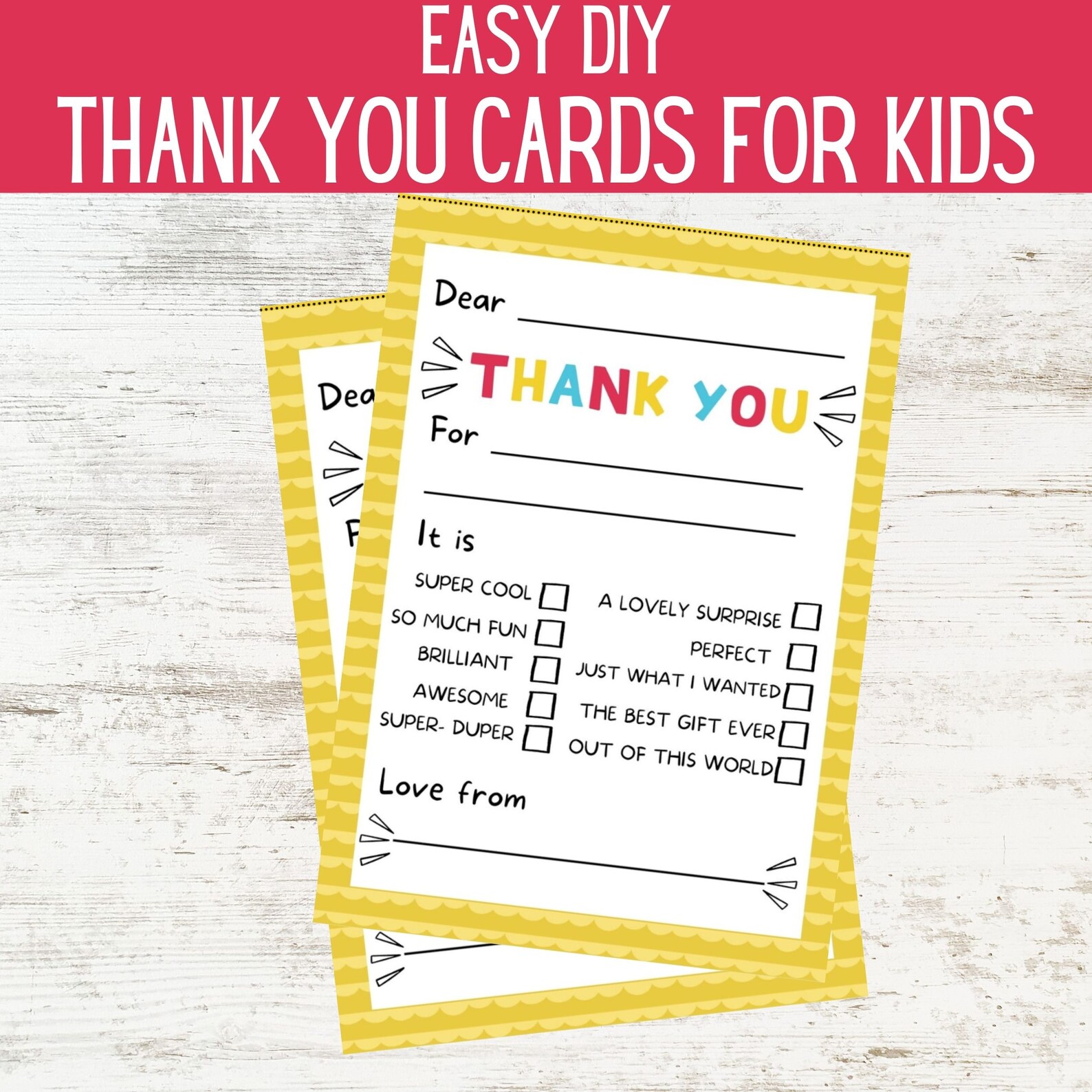 PRINTABLE Thank You Cards for Kids Fill in the Blanks Thank You Card ...