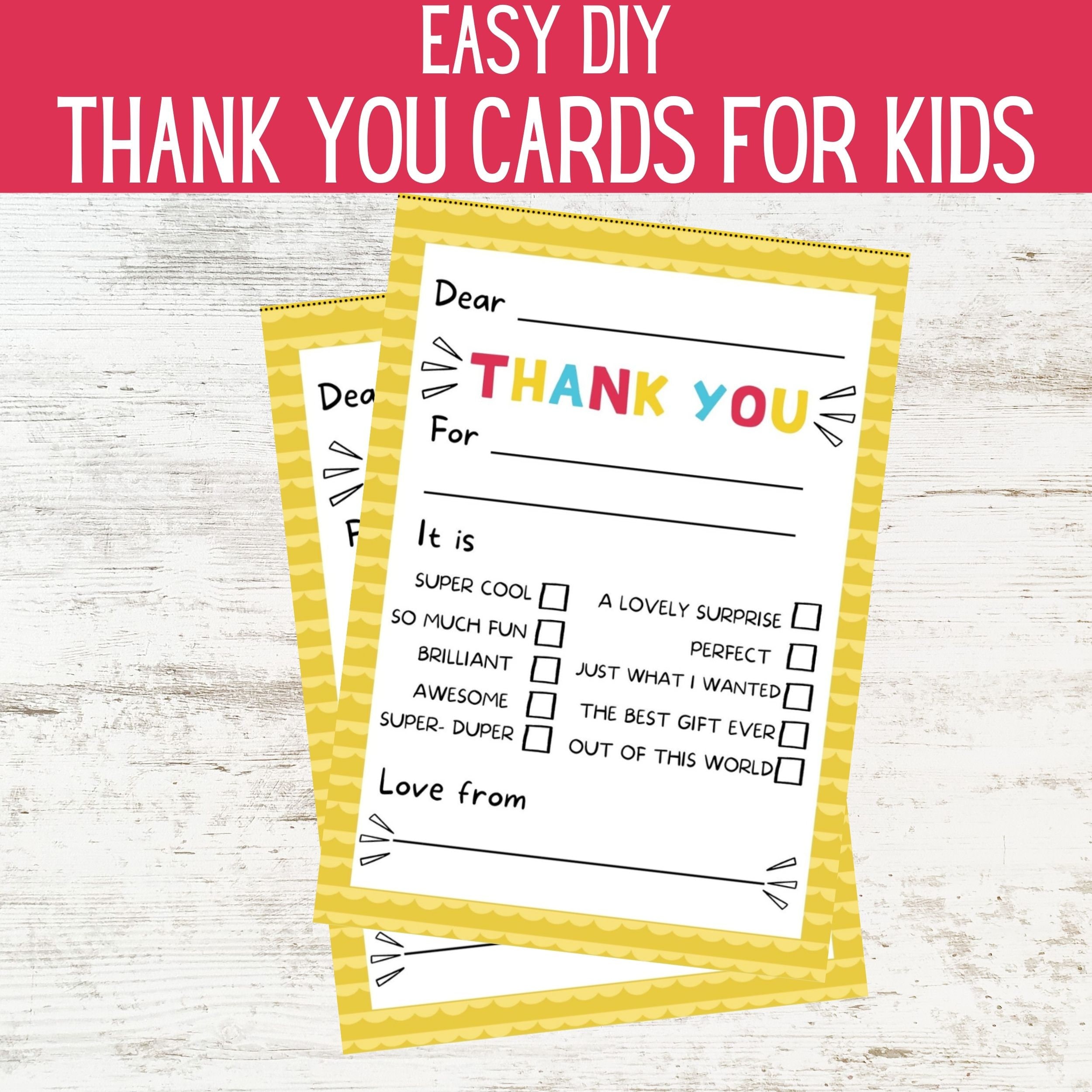 PRINTABLE Thank You Cards for Kids Fill in the Blanks Thank You Card Easy Thank You Note for ...