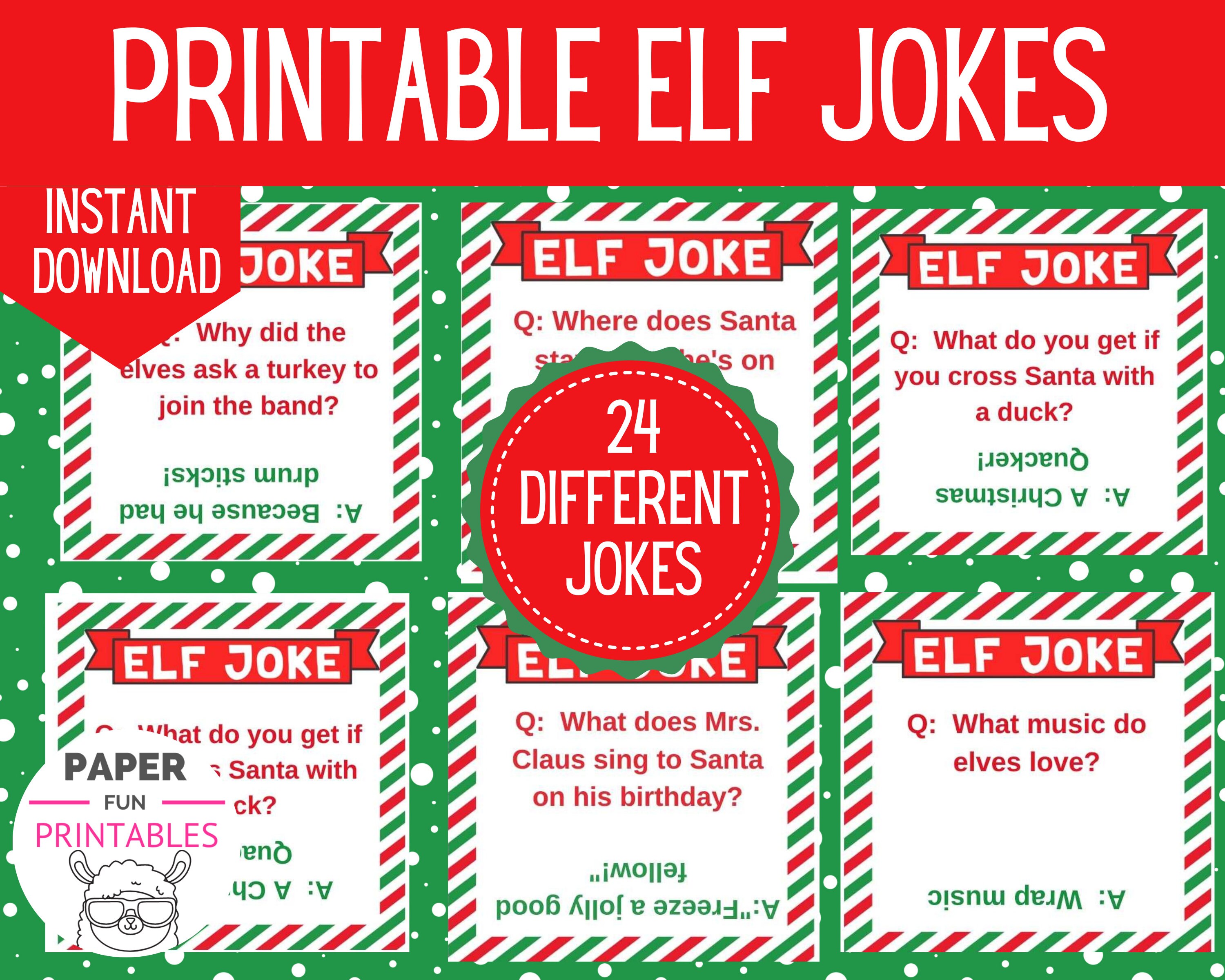 24 Printable Elf Jokes Printable Elf Props Elf Notes DIY Etsy