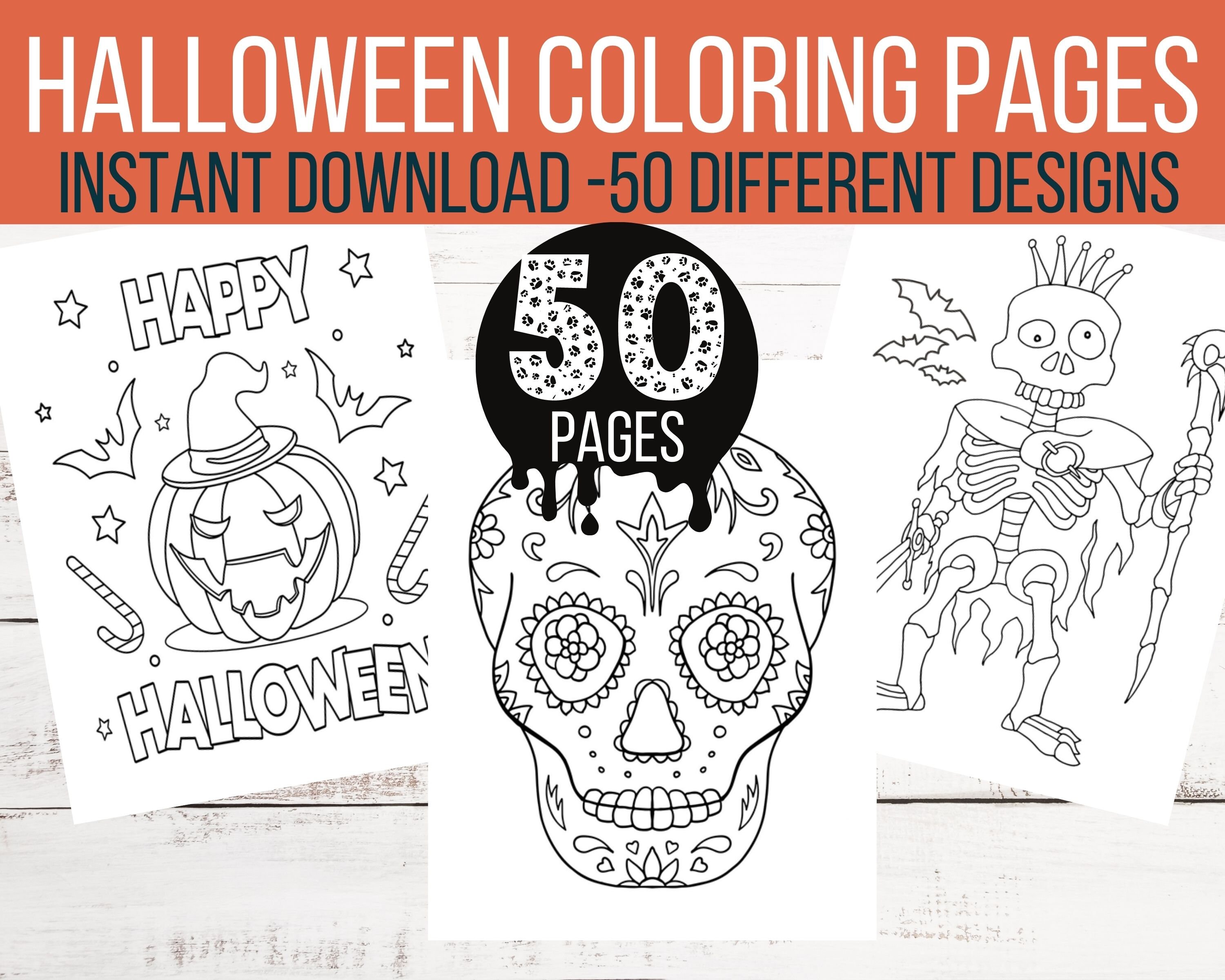 50 Spooky Halloween Coloring Pages, Printable Halloween Coloring for