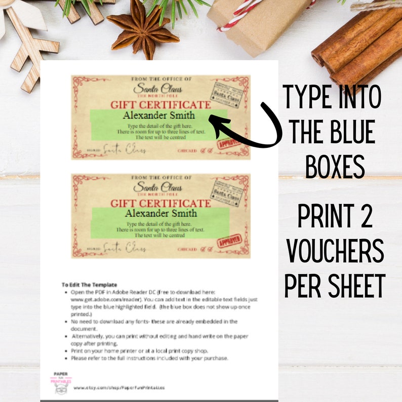 Santa Gift Voucher, Christmas voucher template, Santa Claus voucher. Kids Christmas money voucher from Santa. North Pole gift. image 5