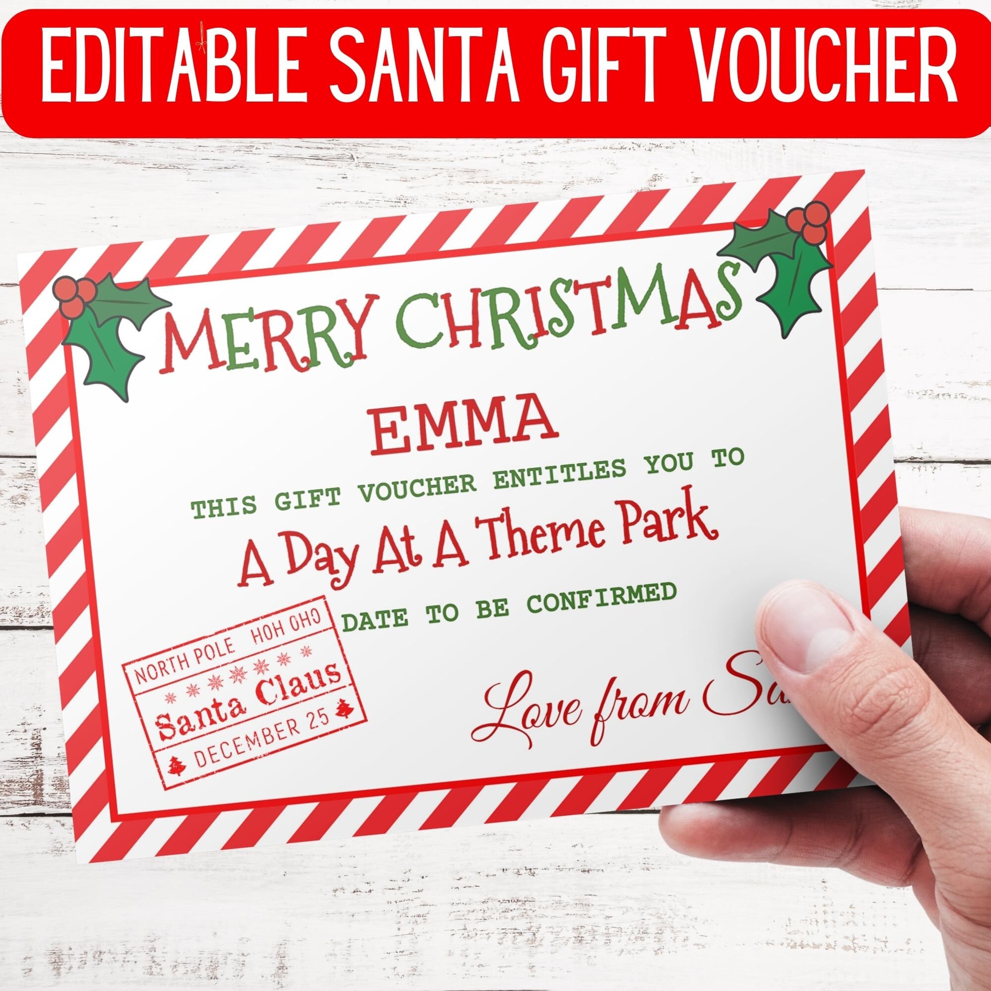 Christmas Gift Voucher Template Editable Voucher Christmas Etsy