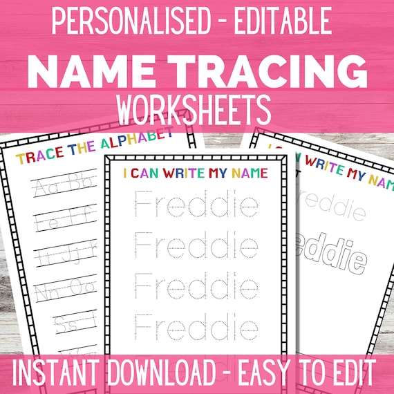 name tracing sheet kids name writing name worksheet learn etsy canada