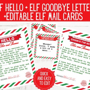 Elf letter bundle- elf arrival letter, elf goodbye letter and editable elf notes | EDITABLE Christmas Elf Props | North pole printables