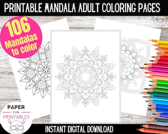 Printable Mandala Adult Coloring Pages| Stress Relief, Relaxing Coloring | Mandala coloring  | Instant digital DOWNLOAD