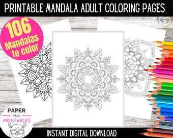 Printable Mandala Adult Coloring Pages| Stress Relief, Relaxing Coloring | Mandala coloring  | Instant digital DOWNLOAD