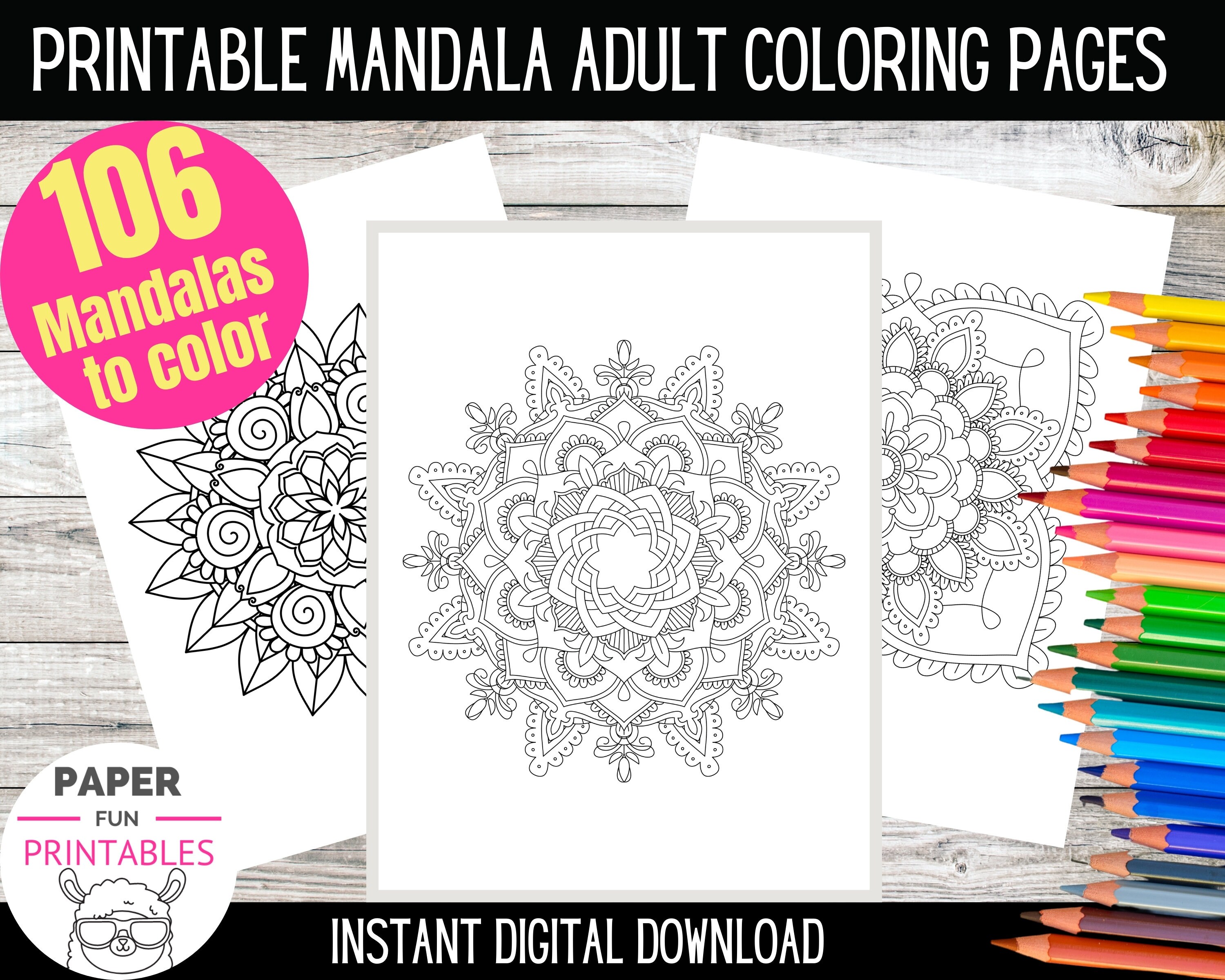 Printable Mandala Adult Coloring Pages| Stress Relief, Relaxing ...