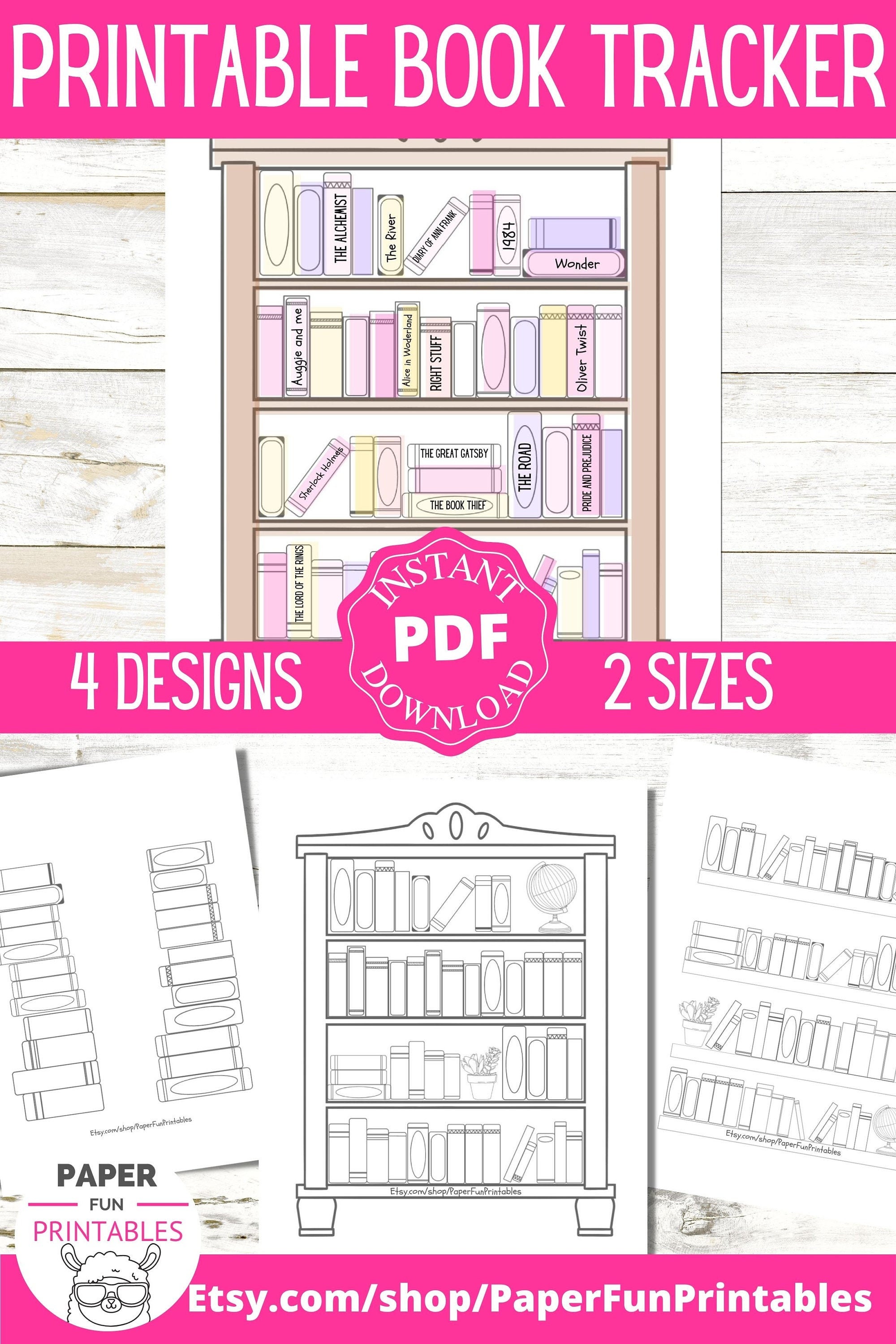 Book Tracker Reading Tracker Bookshelf reading log Etsy México