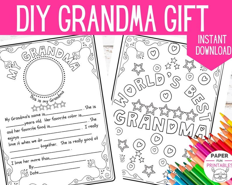Grandma Mother's Day Printable All About Grandma - Etsy