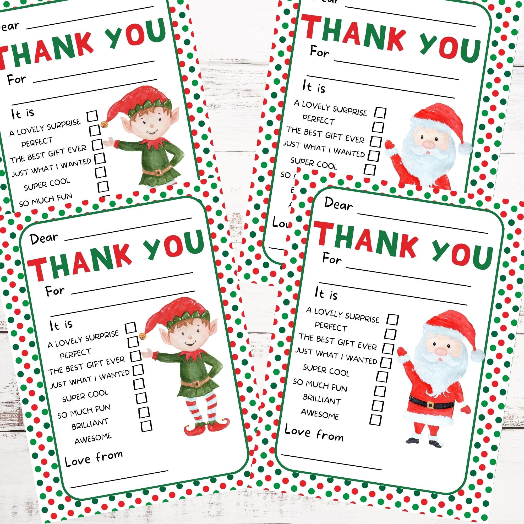 Fill in the Blanks Christmas Thank You Card for Kids. Easy Thank You ...