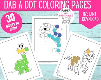 Dot Marker Coloring Page | Animal Dab a Dot, Dot Marker Printable, Do a Dot Marker Activity Book