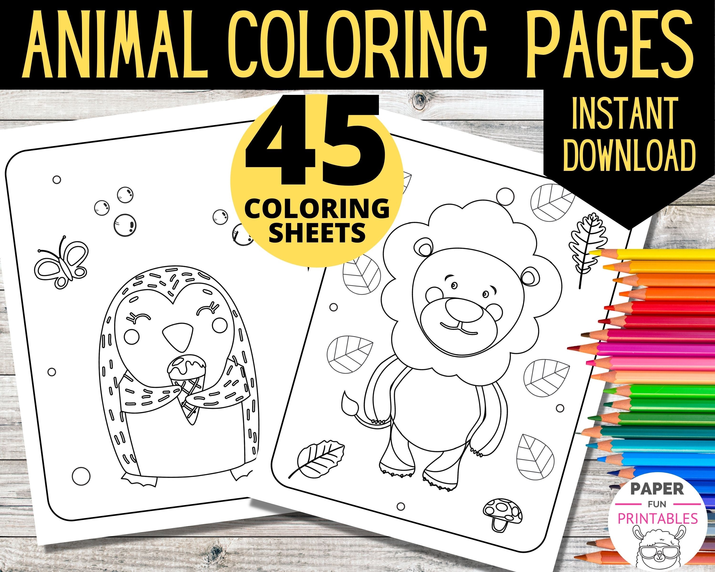 Animal Coloring Pages : 45 Animals to Color Printable Coloring Sheets