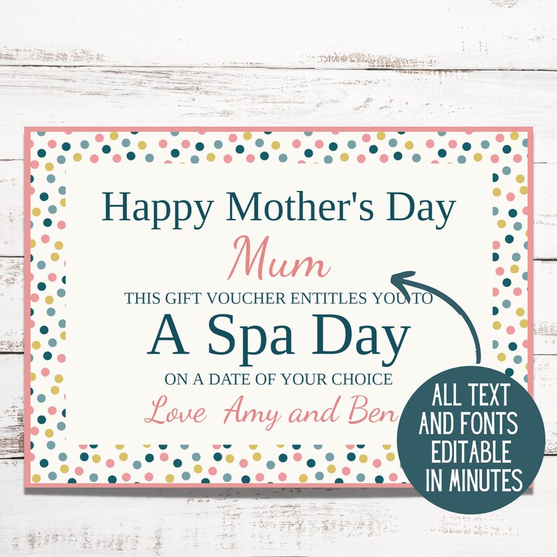 Mother's Day Gift Voucher Template. Mother's Day Etsy