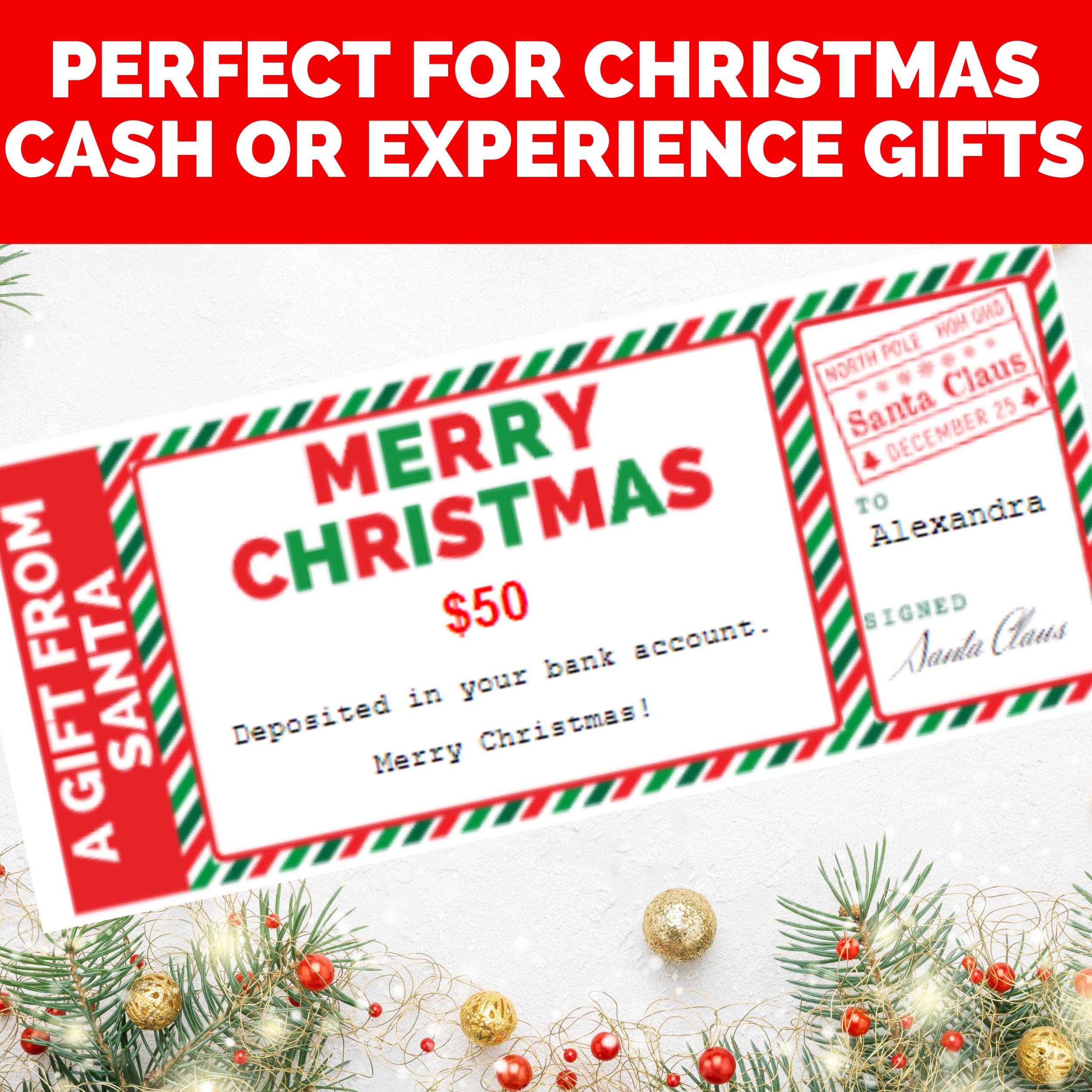 Santa Gift Voucher, Christmas Voucher Template, Santa Claus Voucher