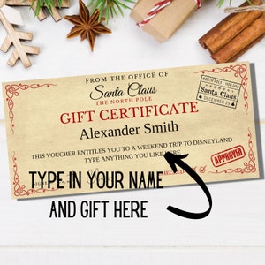 Santa Gift Voucher, Christmas voucher template, Santa Claus voucher. Kids Christmas money voucher from Santa. North Pole gift. image 4