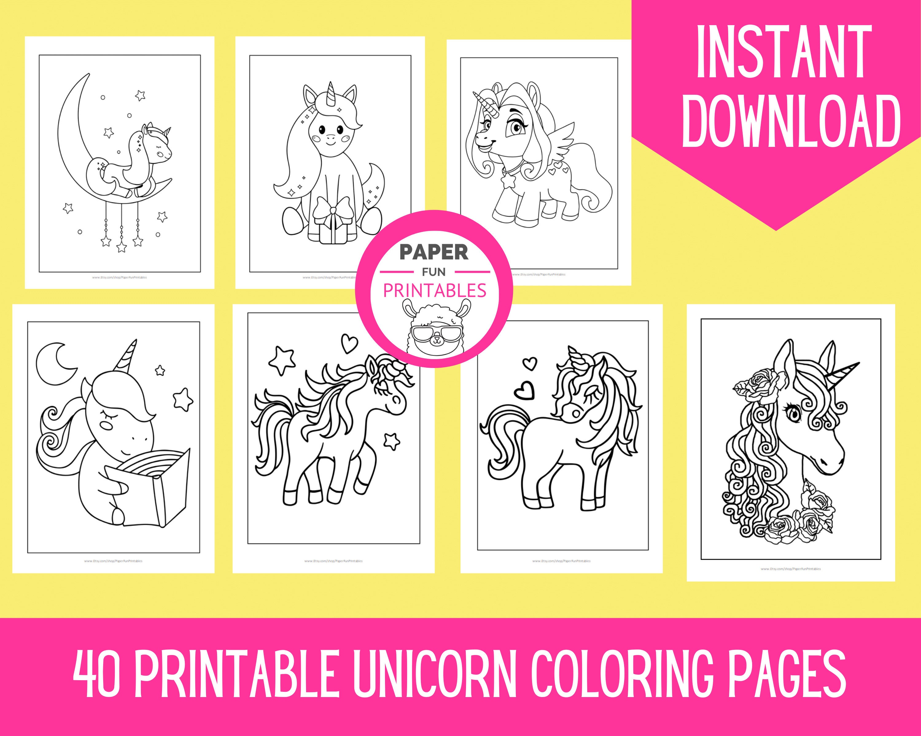 Unicorn Coloring Pages. 40 Unicorn Printable Coloring Sheets. - Etsy