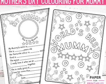 Mother's Day colouring for mummy. Fill in the blank DIY Mother's Day gift for mummy,  All About Mummy, Last minute mum gift from kids