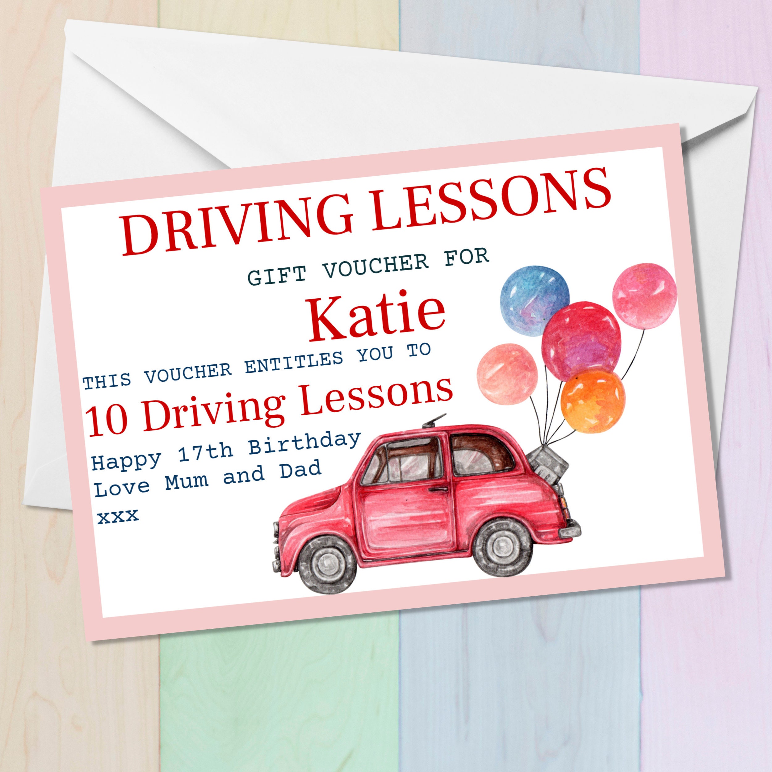 Driving Lessons Voucher Template Driving Lesson Gift Etsy UK