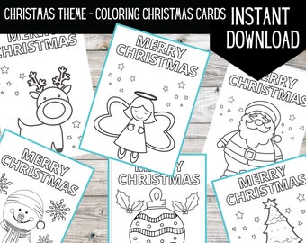 PRINTABLE Colouring Christmas Cards | DIGITAL DOWNLOAD | Christmas Colouring Activity | Christmas activity for kids | Print at home