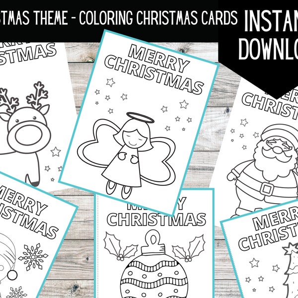 PRINTABLE Colouring Christmas Cards | DIGITAL DOWNLOAD | Christmas Colouring Activity | Christmas activity for kids | Print at home