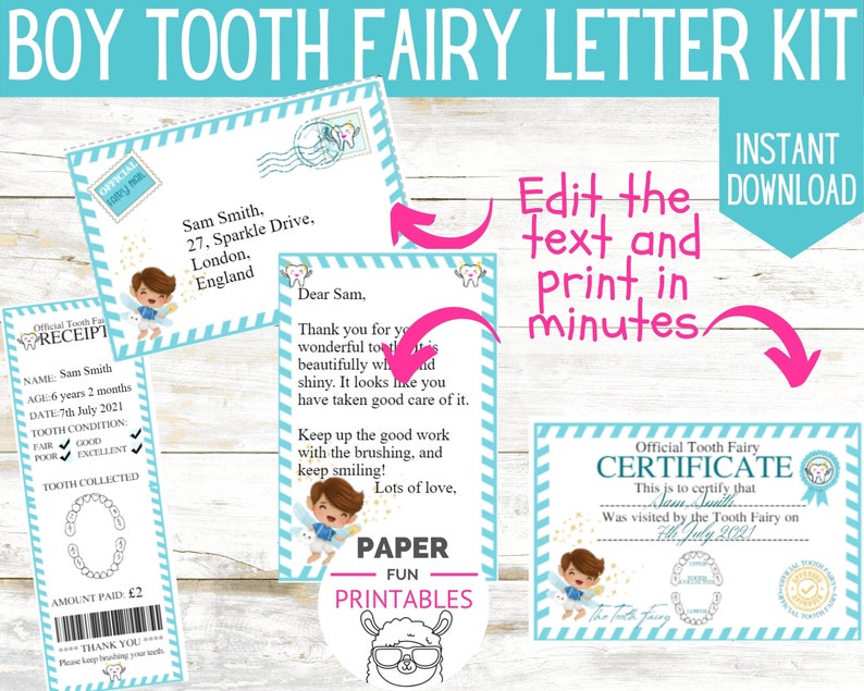 Boy Tooth Fairy Letter