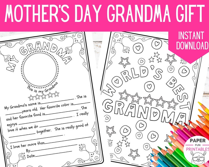 Grandma Mother's Day Printable All About Grandma - Etsy