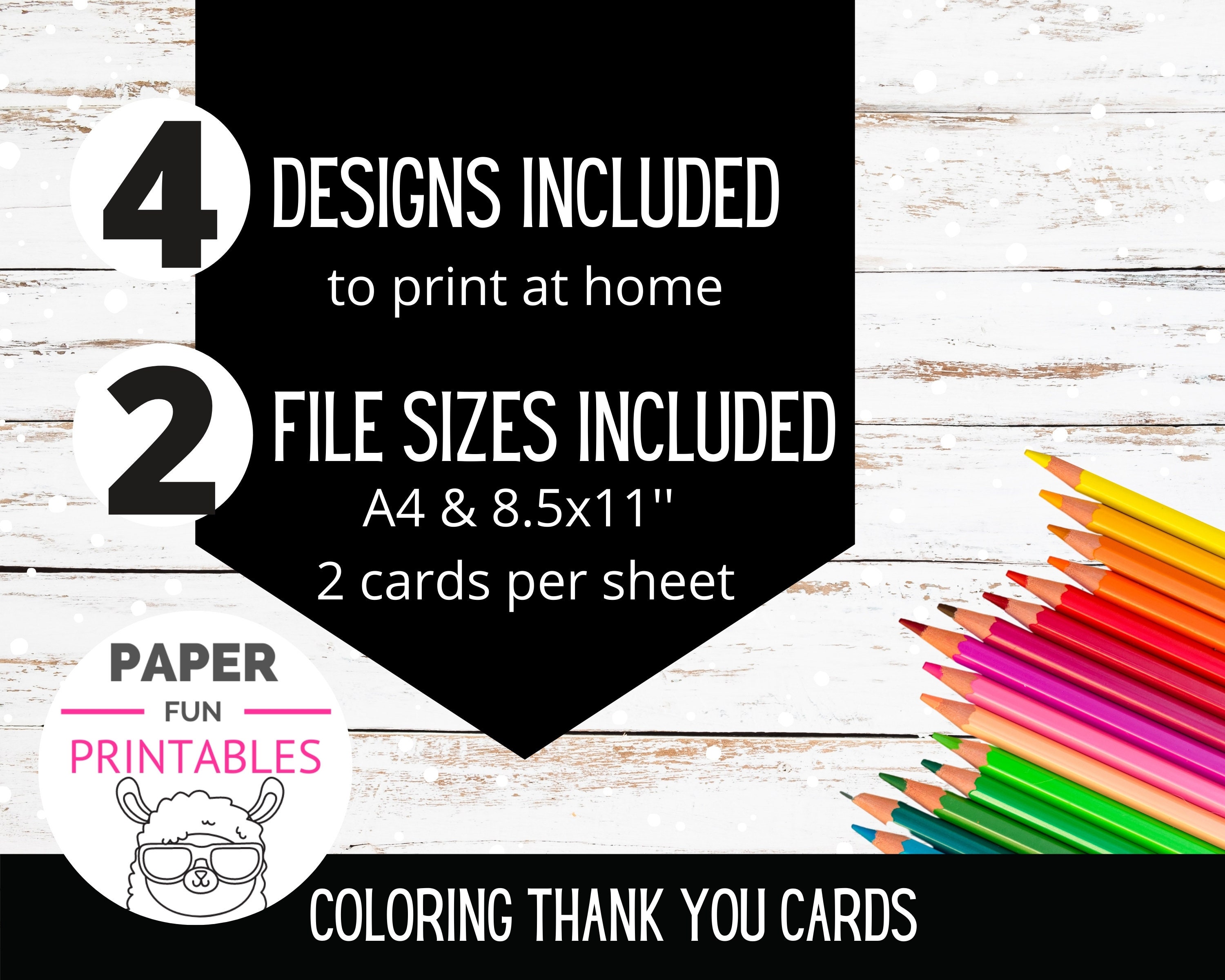 PRINTABLE Thank You Coloring Cards | Color Your Own Thank You Card ...