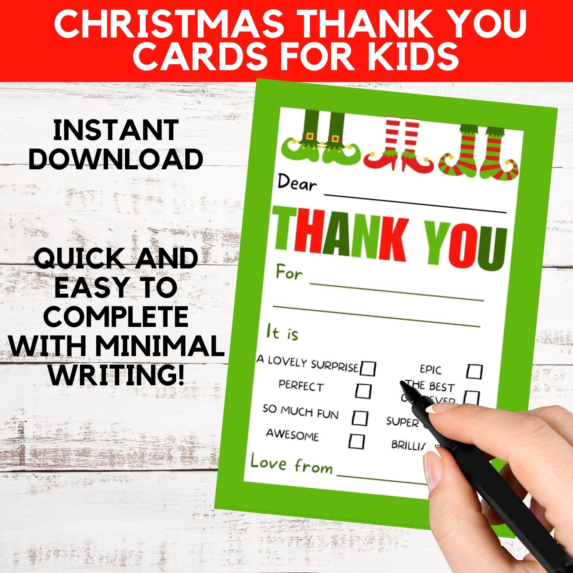 Christmas Thank You Cards for Kids. Fill in the Blanks Cards for Kids ...