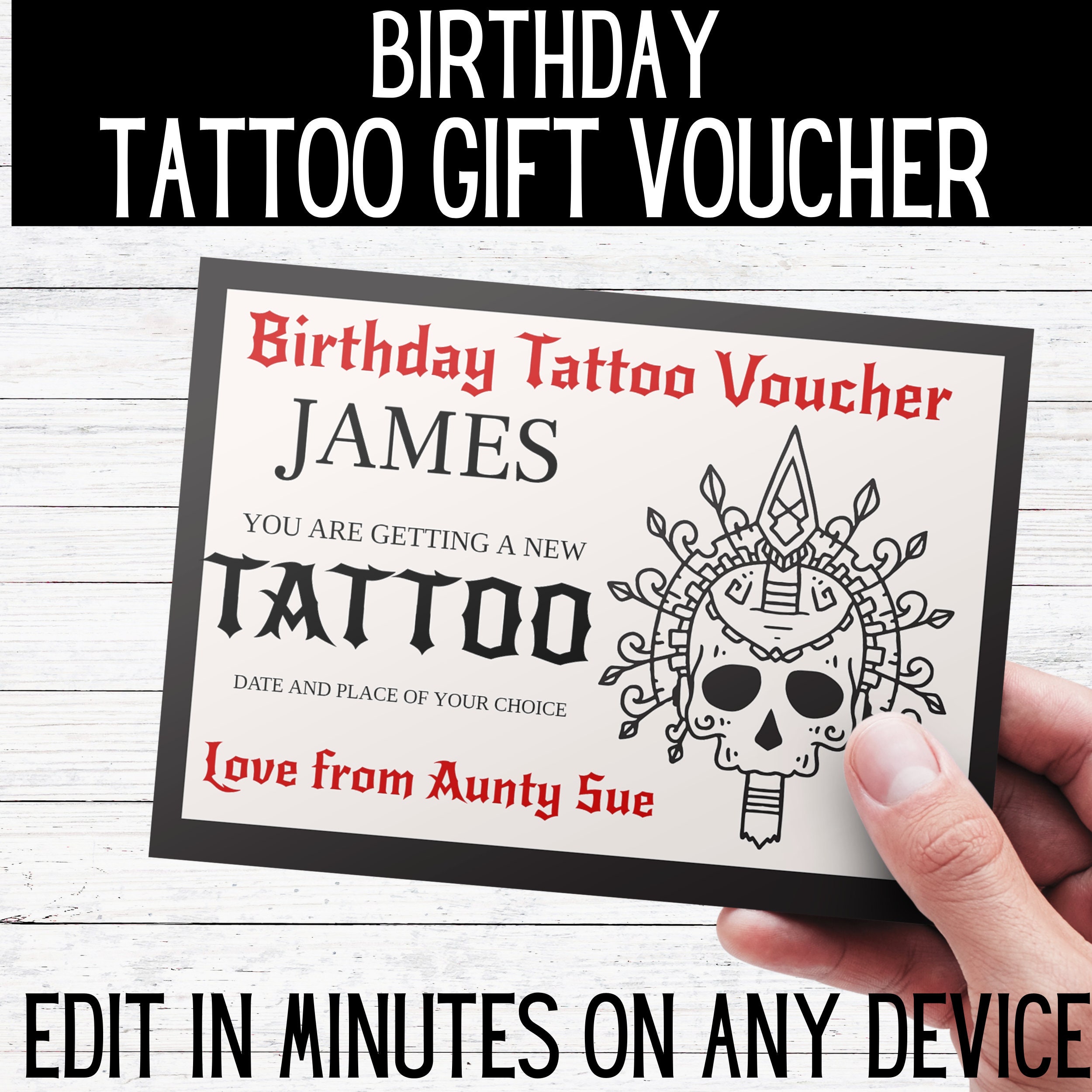Tattoo Gift Voucher Template : Birthday Tattoo Voucher. - Etsy