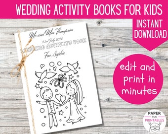 Wedding Activity Book For Kids | INSTANT DOWNLOAD| Personalised wedding coloring pages and activities. Wedding printable for children.