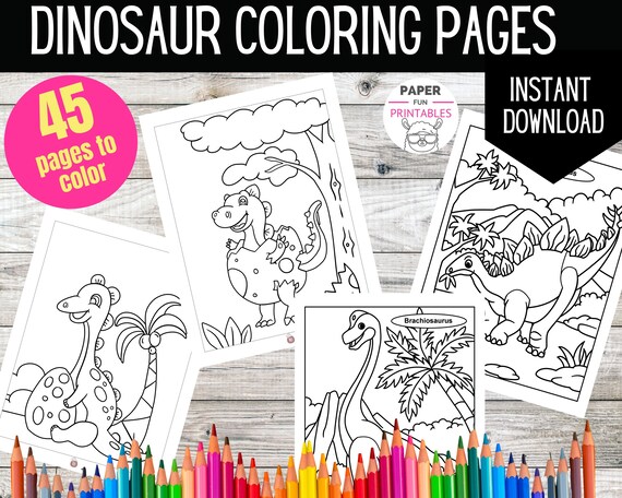 Dinosaur Coloring Book : 45 Printable Dinosaur Coloring Pages