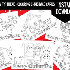 Tarjetas de Navidad para colorear IMPRIMIBLES - DESCARGA DIGITAL / Actividad para colorear de Navidad / Actividad navideña para niños / Imprimir en casa