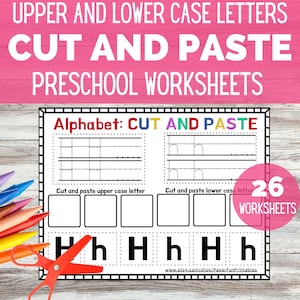 Preschool Worksheet | Cut and Paste ABC Worksheets | Learn upper case and lower case letters and scissor skills | Preschool curriculum