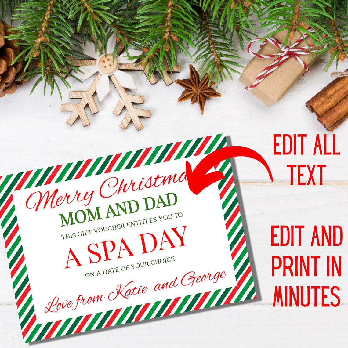 Christmas Gift Voucher Template : Editable Voucher Christmas | Etsy UK