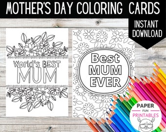 Mothers Day Coloring Card| Printable Mothers Day Coloring for Mum.| DIY Mother's day card for kids | Instant digital DOWNLOAD
