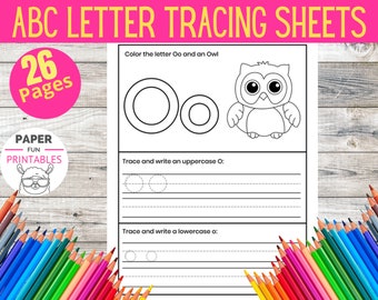 Alphabet Worksheet | Printable Toddler Worksheet ABC | Preschool Curriculum | Letter Tracing Worksheet | ABC Worksheet | Toddler