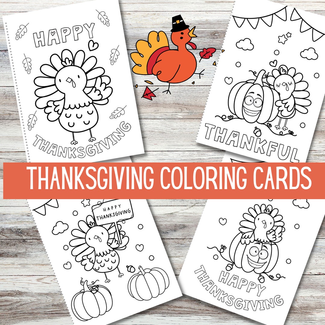 Thanksgiving Coloring Cards  DIY Thanksgiving Card DIGITAL