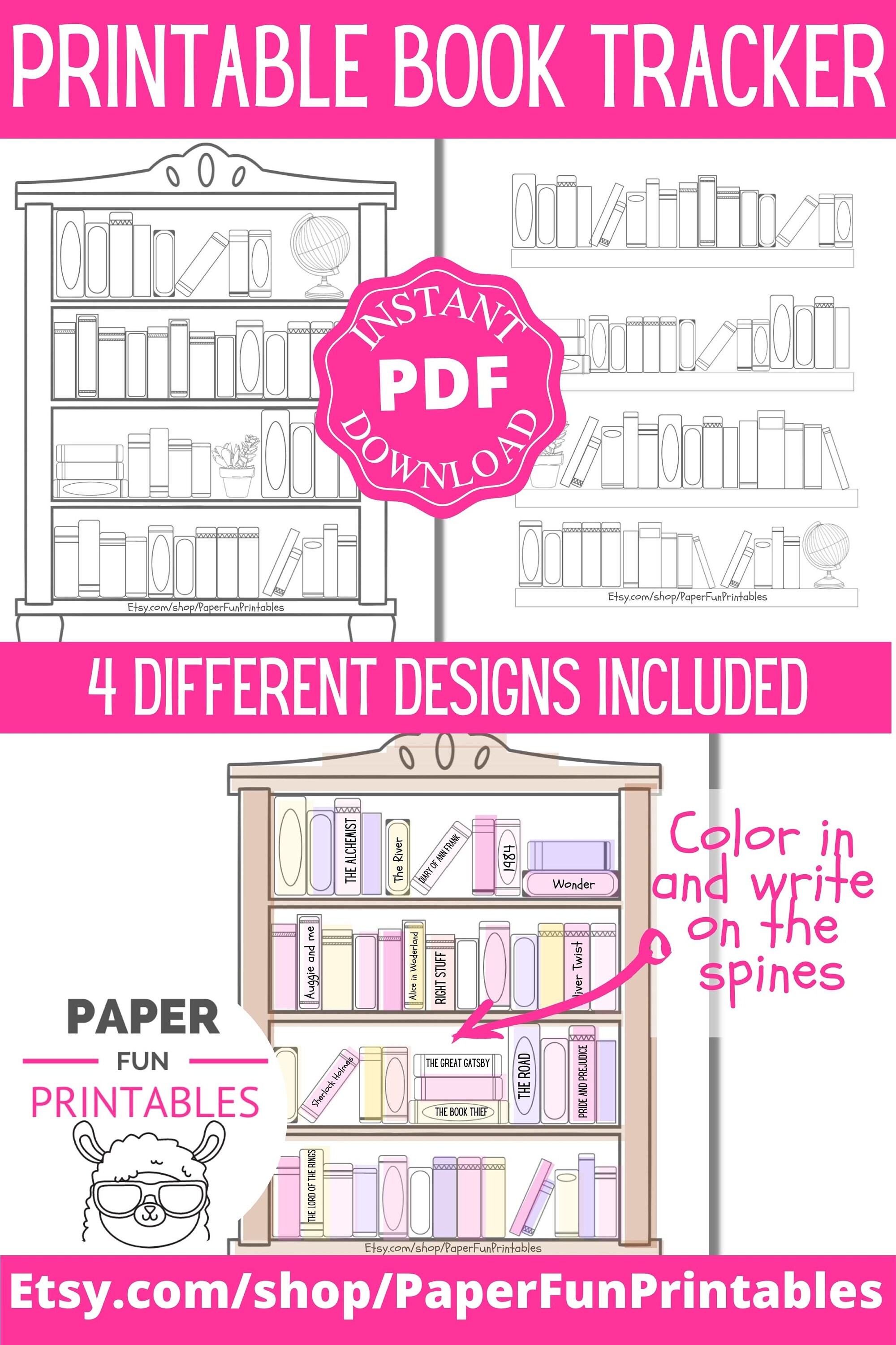 Book Tracker | Reading Tracker | Bookshelf Reading Log | Printable Book ...