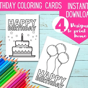 Cartes à colorier imprimables ANNIVERSAIRE | Colorez votre propre carte d'anniversaire DIY | TÉLÉCHARGEMENT numérique | Cartes d'anniversaire à colorier pour enfants |
