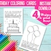Printable BIRTHDAY Coloring Cards Color Your Own DIY Birthday Card ...