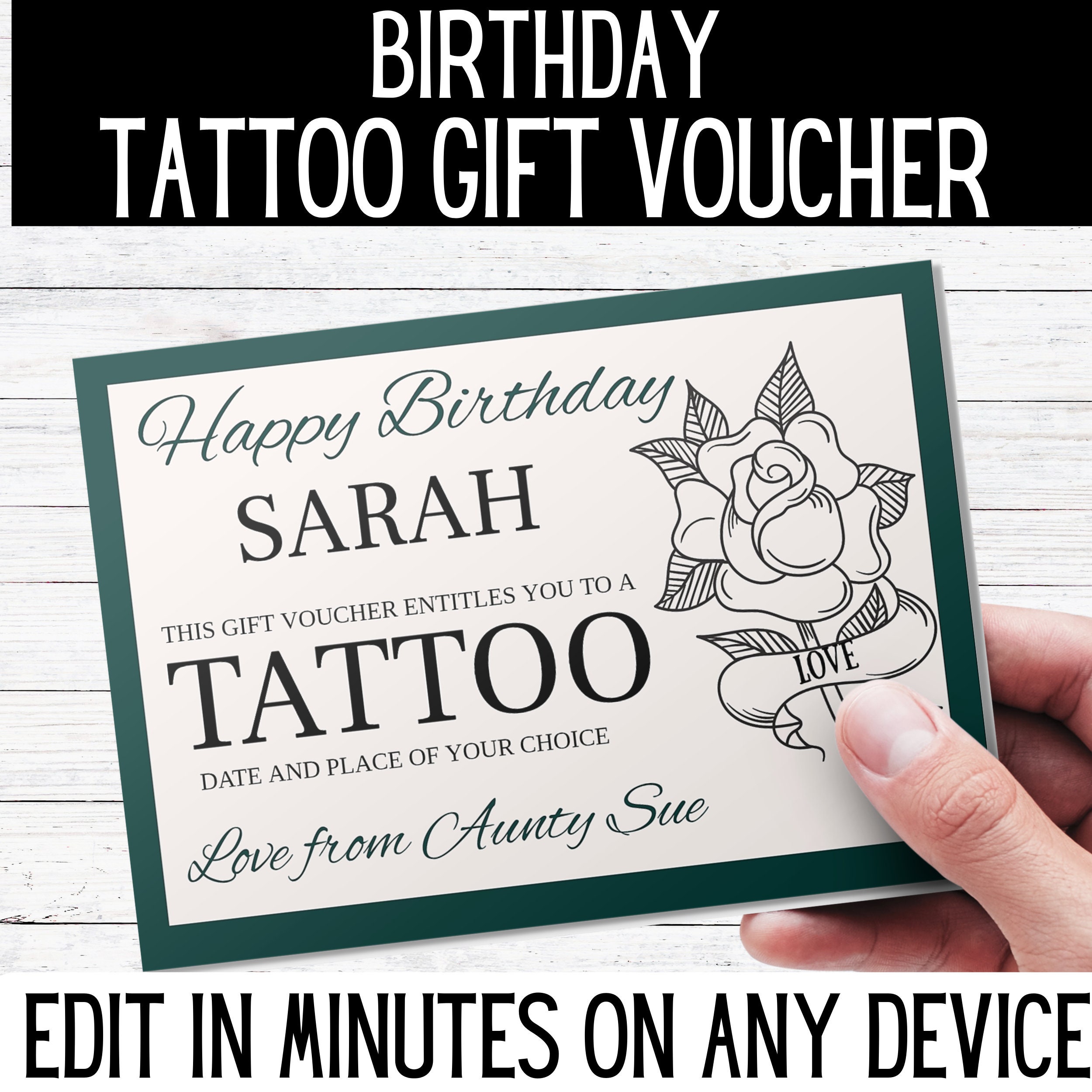 Tattoo Gift Voucher Template For Her Get Inked Tattoo Etsy