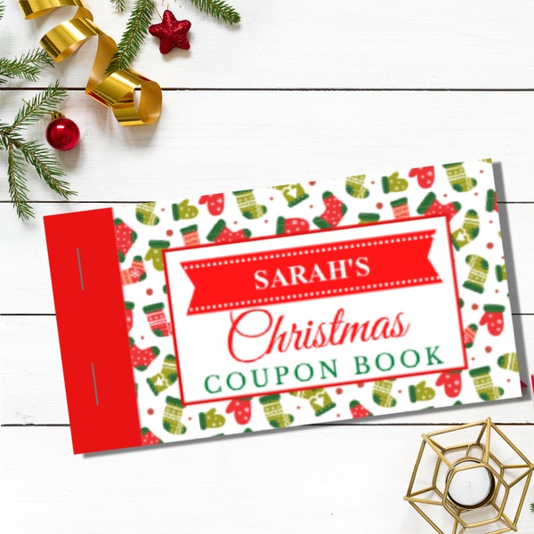 Christmas Coupon Book : Editable coupon book Christmas gift. Christmas coupon book template personalized stocking filler gift