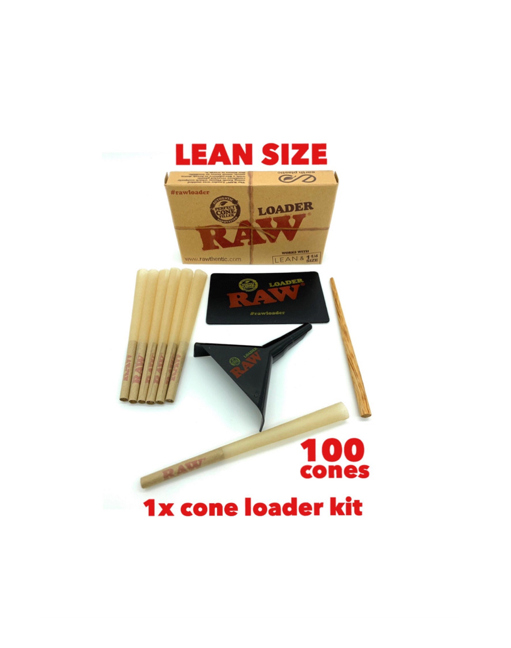 RAW Classic LEAN size Pre-rolled cone w filter 100 pack~With Doob Tube 