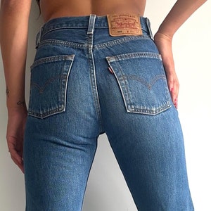 Vintage Levi&#39;s 501 Jeans: 90s High Waist Blue Wash, Made in USA (W26 L32)