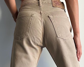 Vintage Levi's 501 Jeans W33 L36 90s Vintage 501 Jeans Beige Made