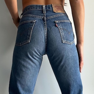 W29 L34 Vintage Levis 501 jeans dark blue wash 90s jeans y2k levi&#39;s