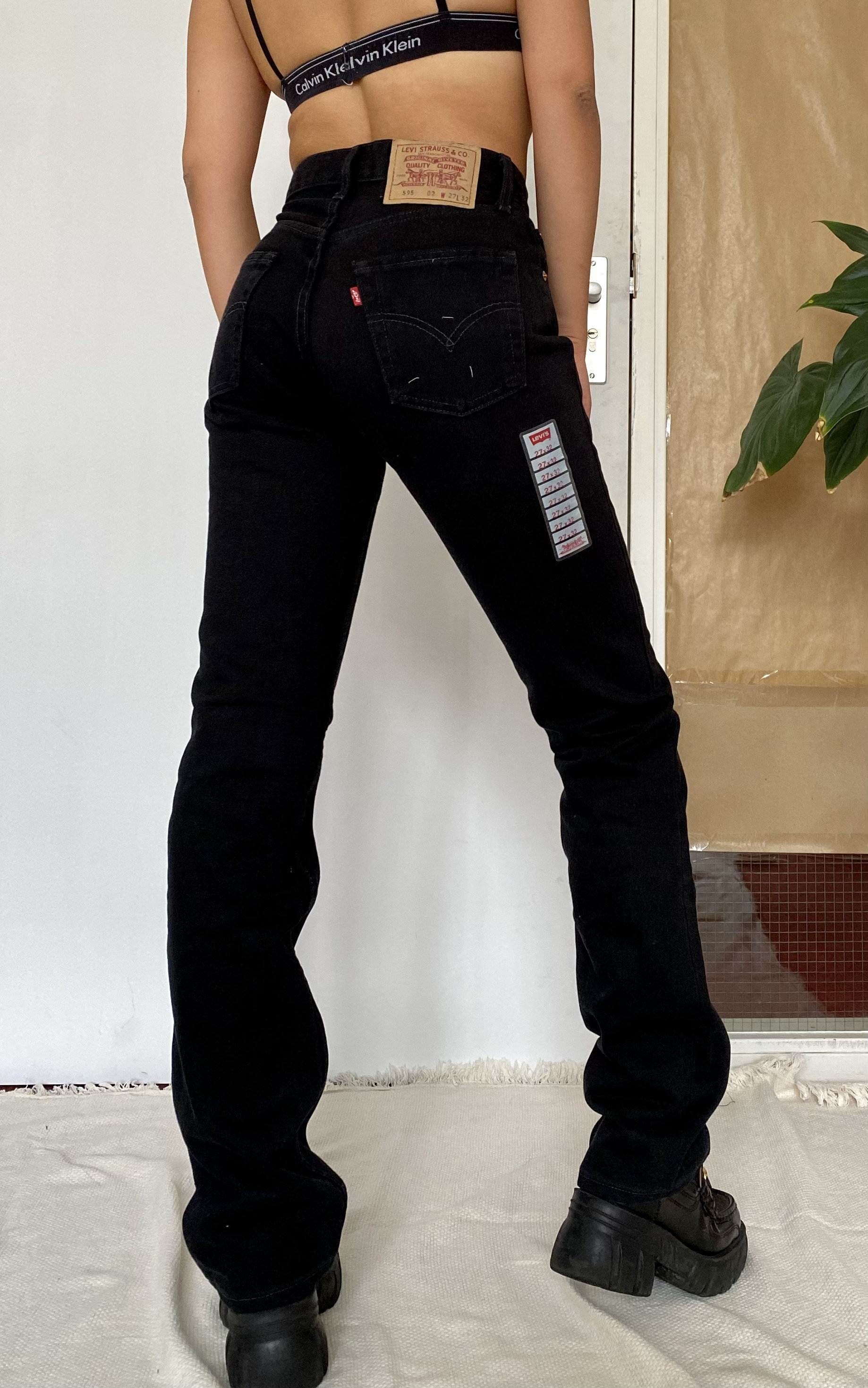 XS DEAD STOCK Vintage Levi's 595 Black 90s Jeans Made in - Etsy