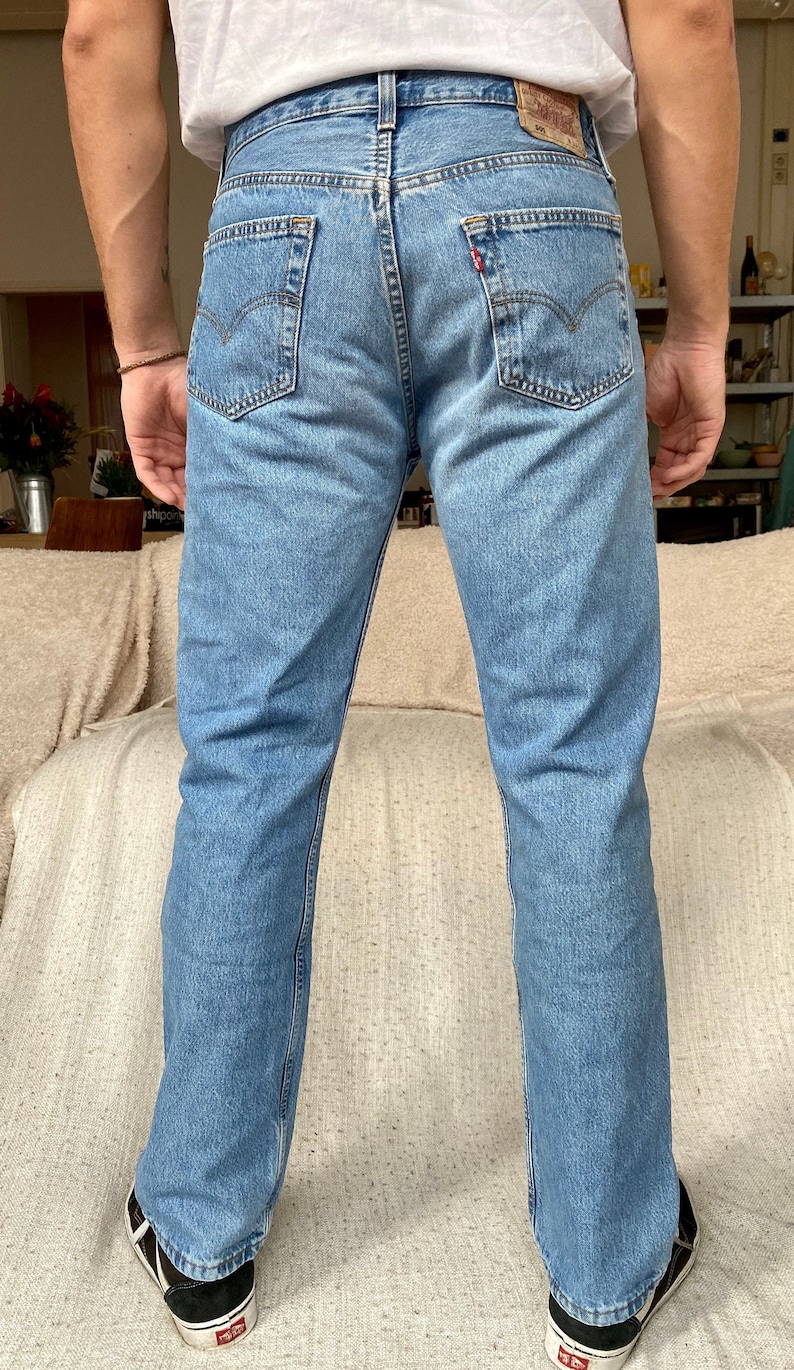 Vintage Levi's 501 33 waist Mens jeans 90s blue wash made | Etsy