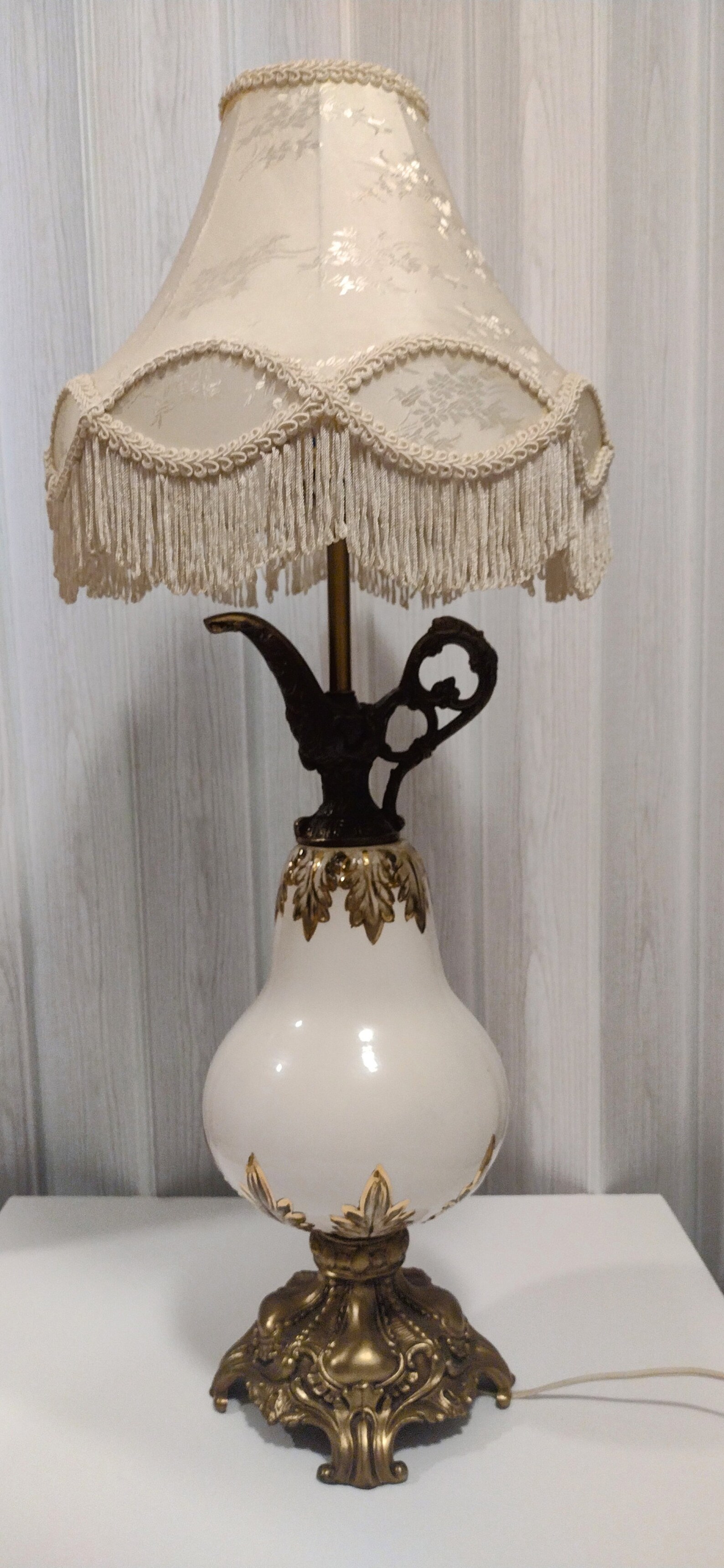 Vintage white pitcher table Lamp Etsy
